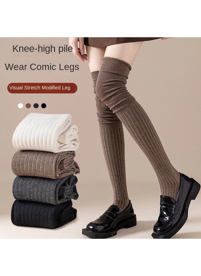 Bluejw - Heap Over-the-Knee Socks Women's Spring And Autumn Stockings Cotton Pure Japanese Jk Pressure Skinny Leg High Barrel Cyber Celebrous Stitching Thigh Stockings - Image 1