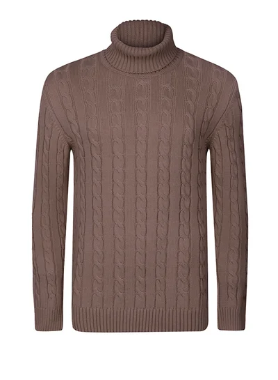 FELIX HARDY Cable Knit Turtleneck Pullover