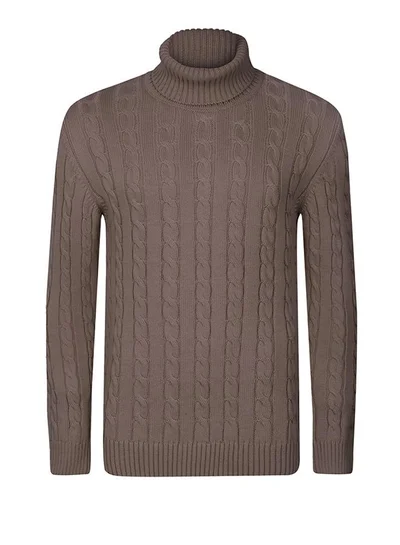 FELIX HARDY Cable Knit Turtleneck Pullover