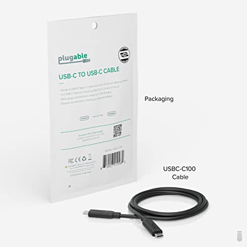 Plugable 10Gbps USB C to USB C Cable, 3.3 feet (1 Meter), 5A, USB-IF Certified, USB 3.1 Gen 2 Type-C - Driverless - Image 4