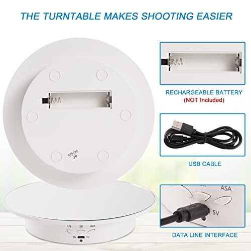 Bosgladek 7.87'' Rotating Display Stand Motorized Rotating Display Stand, 22 lbs Load Rotating Platform with Mirror Cover, Rotating Stand with USB Charging Port, for Jewelry Photography Products 3D Model Cake - Image 2
