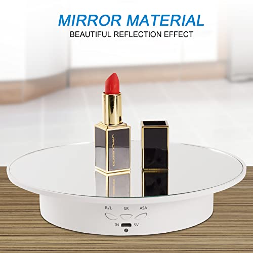 Bosgladek 7.87'' Rotating Display Stand Motorized Rotating Display Stand, 22 lbs Load Rotating Platform with Mirror Cover, Rotating Stand with USB Charging Port, for Jewelry Photography Products 3D Model Cake - Image 5