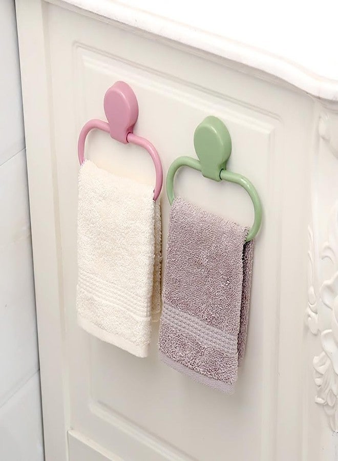 TOPBATHY Green Towel Ring 6X5 Inch Self-Adhesive Bathroom Hand Towel Holder Rotatable Wall-Mounted Rings Small for Kitchen and Bath - Image 3