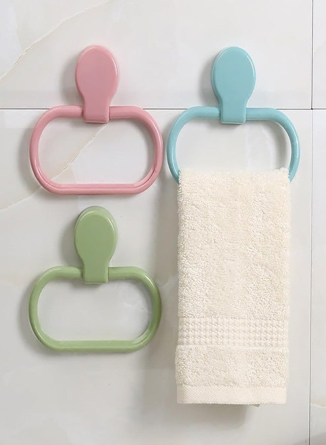 TOPBATHY Green Towel Ring 6X5 Inch Self-Adhesive Bathroom Hand Towel Holder Rotatable Wall-Mounted Rings Small for Kitchen and Bath - Image 2