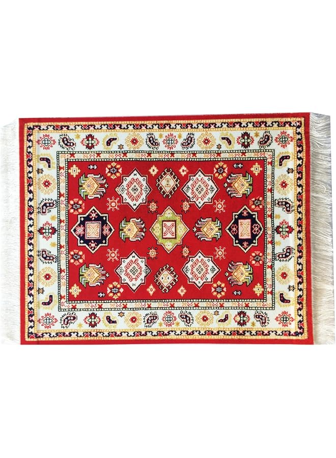 erorex Set Of 4 Rug Table Coasters – Oriental Design Fabric Carpet Drink Mats Absorbent Kitchen And Dining Accessories Spill And Drip Protection Rectangular Red Black Blue - Image 4