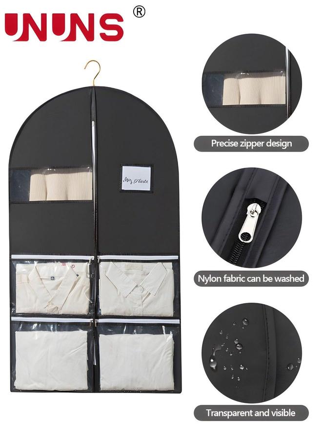 UNUNS Clothes Dust Cover,Non-woven Garment Bag With 4 Zipper Pockets And Clear Window,Storage Or Travel,60x10x100cm  - Image 2