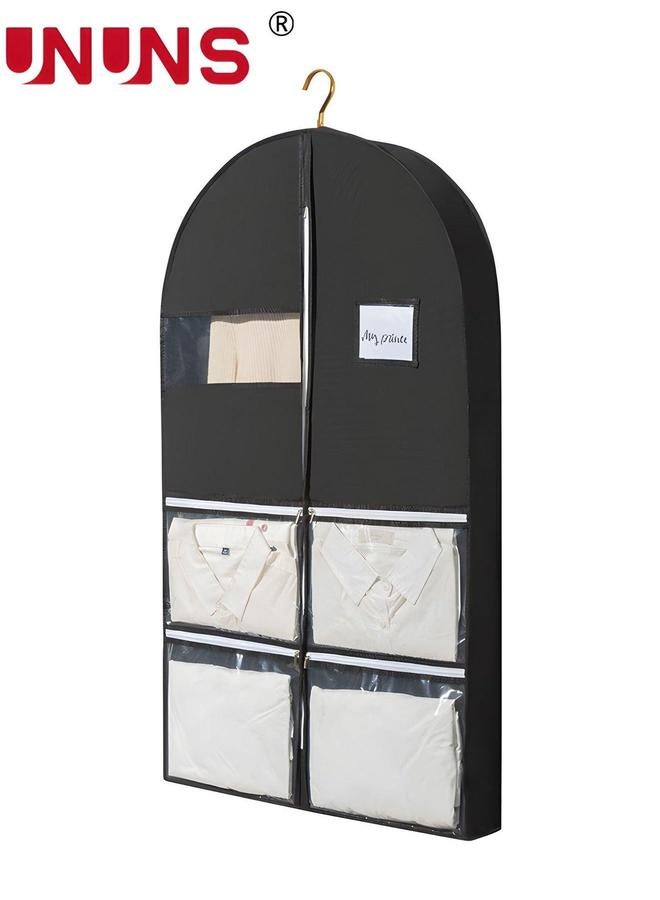 UNUNS Clothes Dust Cover,Non-woven Garment Bag With 4 Zipper Pockets And Clear Window,Storage Or Travel,60x10x100cm  - Image 1