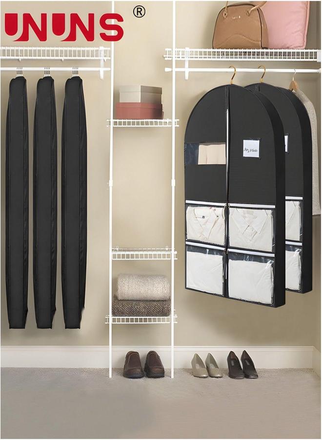 UNUNS Clothes Dust Cover,Non-woven Garment Bag With 4 Zipper Pockets And Clear Window,Storage Or Travel,60x10x100cm  - Image 4