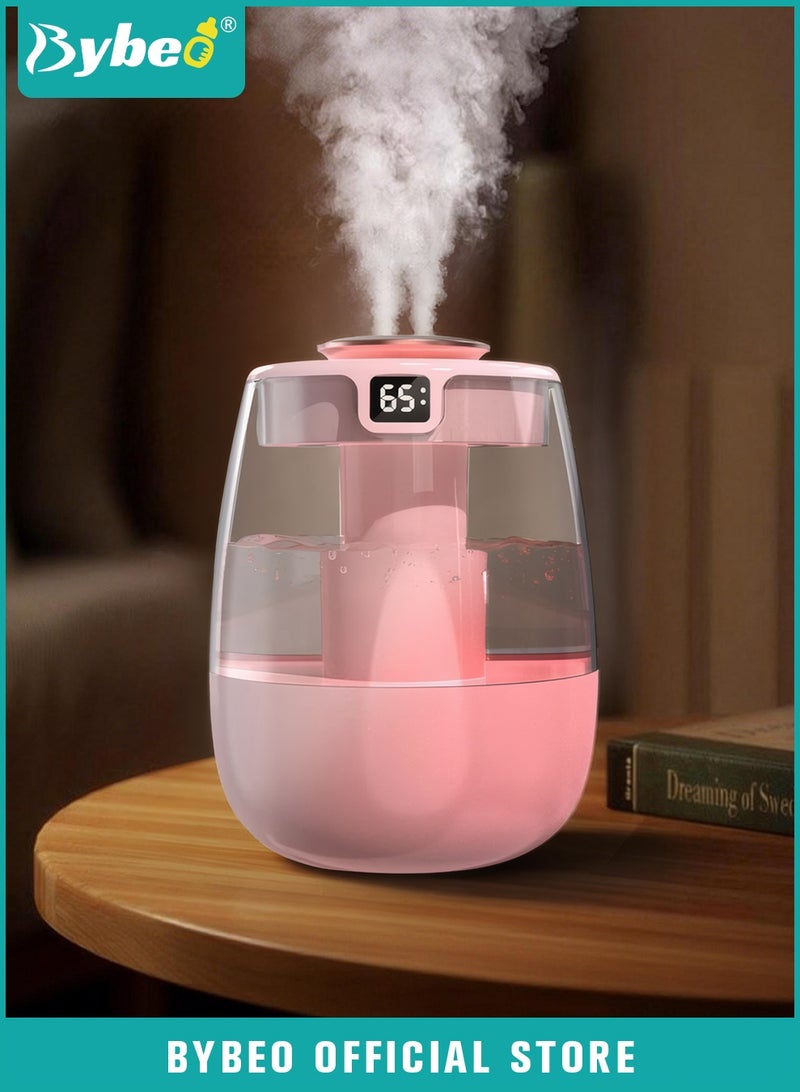 Bybeo 2L Ultrasonic Air Humidifier, Baby Humidifier for Bedroom Baby Room with UV Disinfection Light, Dual Spray Humidifier for Baby Nursery, Cool Mist Air Humidifier or Home, Office & Plant with 3 Mist Modes, Ultra Quiet, Type-C Rechargeable - Image 1