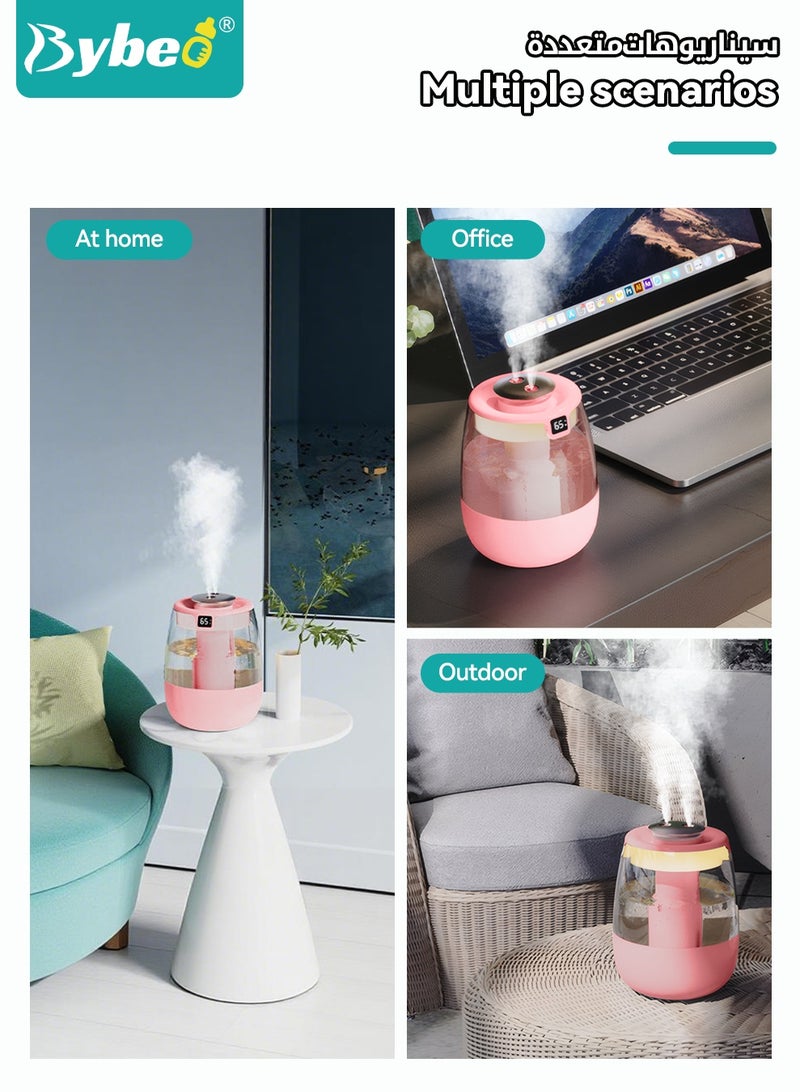 Bybeo 2L Ultrasonic Air Humidifier, Baby Humidifier for Bedroom Baby Room with UV Disinfection Light, Dual Spray Humidifier for Baby Nursery, Cool Mist Air Humidifier or Home, Office & Plant with 3 Mist Modes, Ultra Quiet, Type-C Rechargeable - Image 5