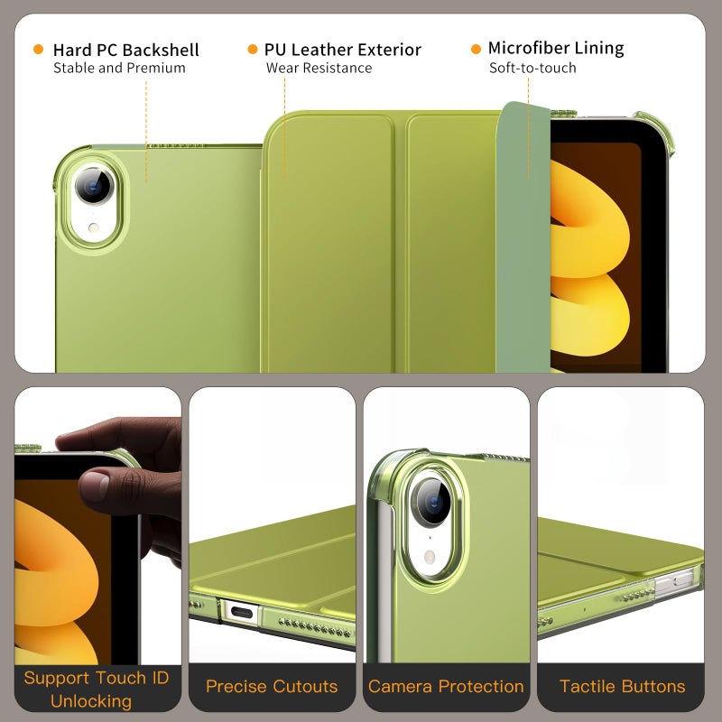 MoKo for iPad mini 7 (A17 Pro) Generation Case 2024, iPad mini 6 Case 2021, 8.3-inch Slim Lightweight Protective Hard Back PC Shell Stand Cover Support Touch ID, Auto Wake/Sleep, Wild Fern Green - Image 4