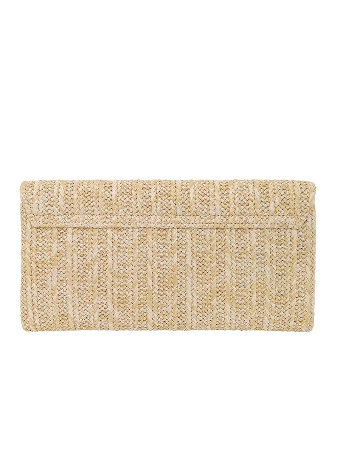 JNB Natural Straw Flat Clutch Natural Medium - Image 2