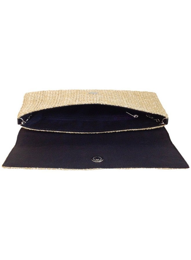 JNB Natural Straw Flat Clutch Natural Medium - Image 5