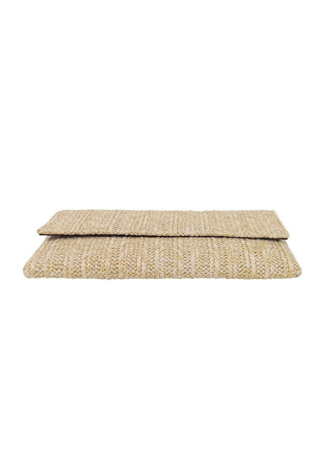 JNB Natural Straw Flat Clutch Natural Medium - Image 4
