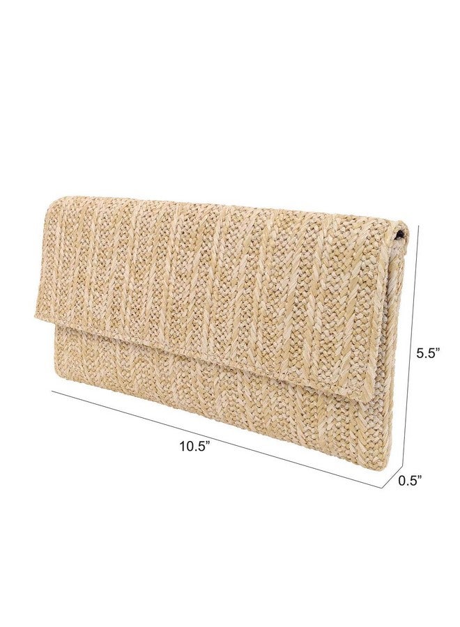 JNB Natural Straw Flat Clutch Natural Medium - Image 3