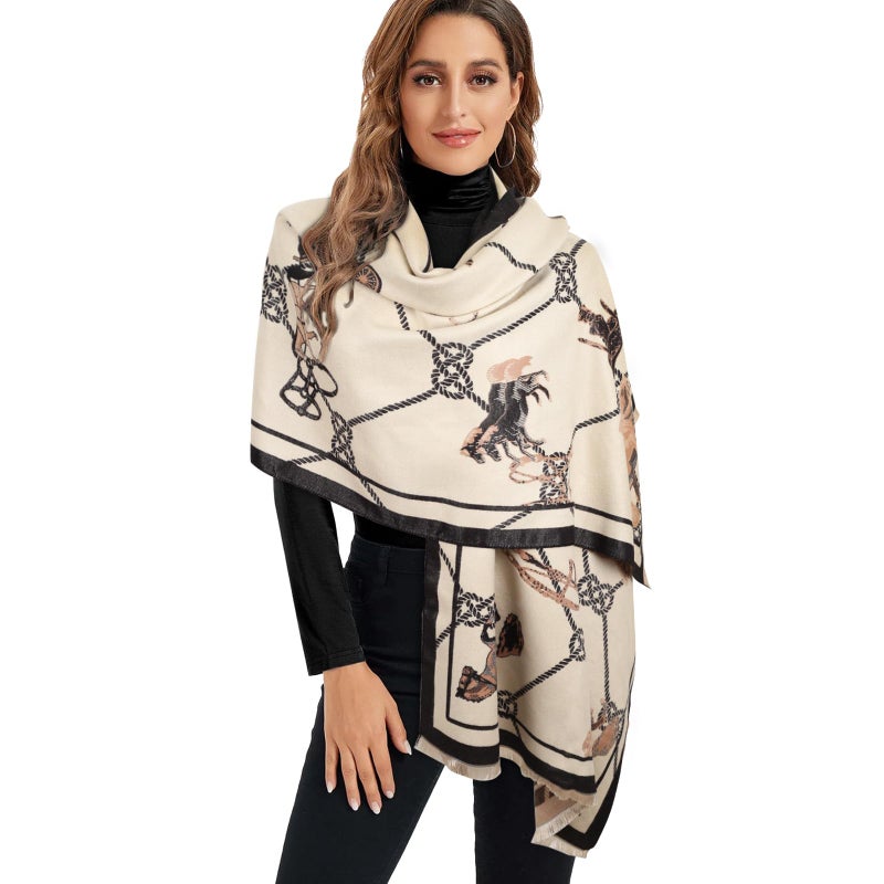 EXTREE Scarfs for Women Pashmina Silky Shawl Wrap for Evening Dressing Blanket Open Front Poncho Cape - Image 1