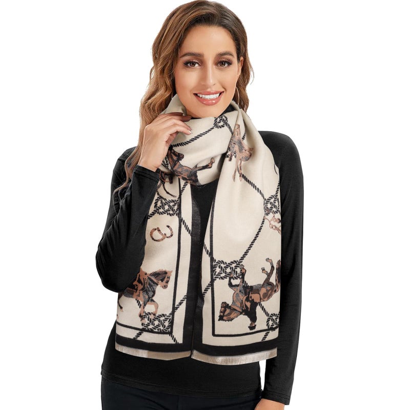 EXTREE Scarfs for Women Pashmina Silky Shawl Wrap for Evening Dressing Blanket Open Front Poncho Cape - Image 4