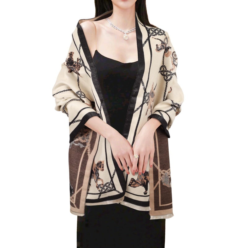 EXTREE Scarfs for Women Pashmina Silky Shawl Wrap for Evening Dressing Blanket Open Front Poncho Cape - Image 2