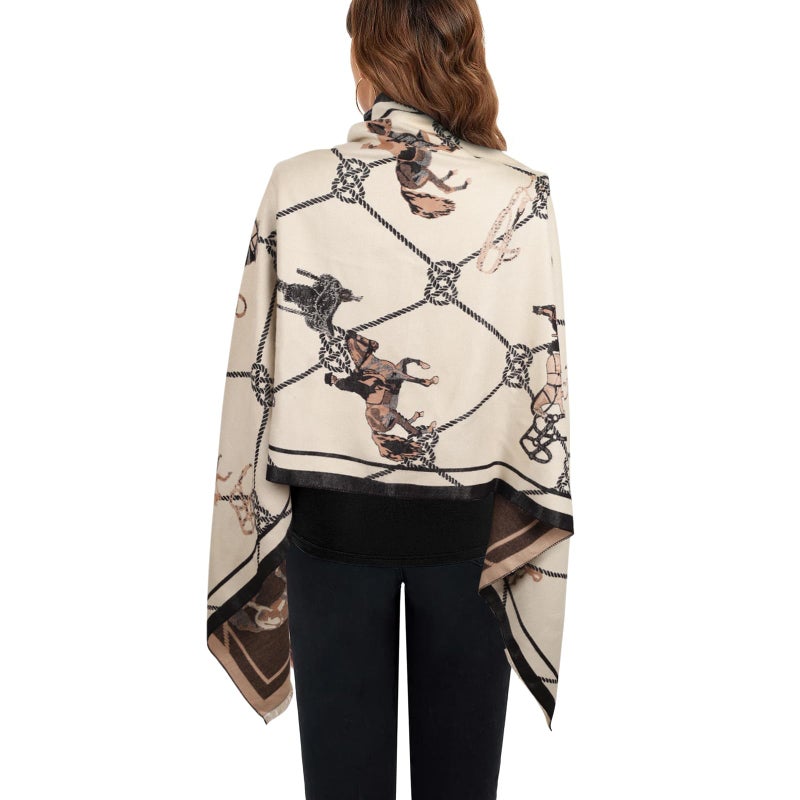 EXTREE Scarfs for Women Pashmina Silky Shawl Wrap for Evening Dressing Blanket Open Front Poncho Cape - Image 3