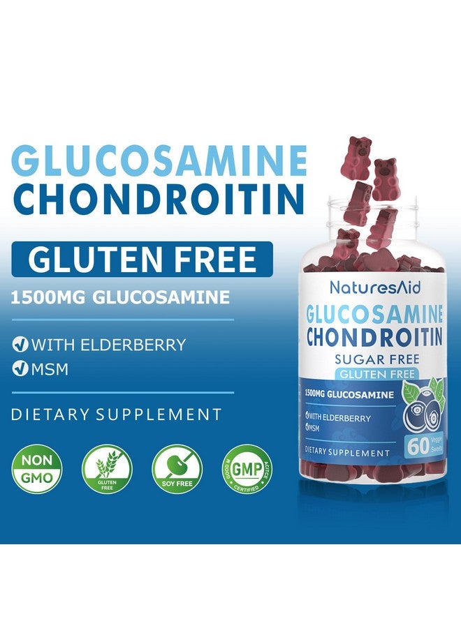 Natures Aid Glucosamine Chondroitin Gummies with MSM & Elderberry Extra Strength - Joint Support, Antioxidant Immune Support Supplement for Adults, Men & Women.(2 Pack) - Image 3