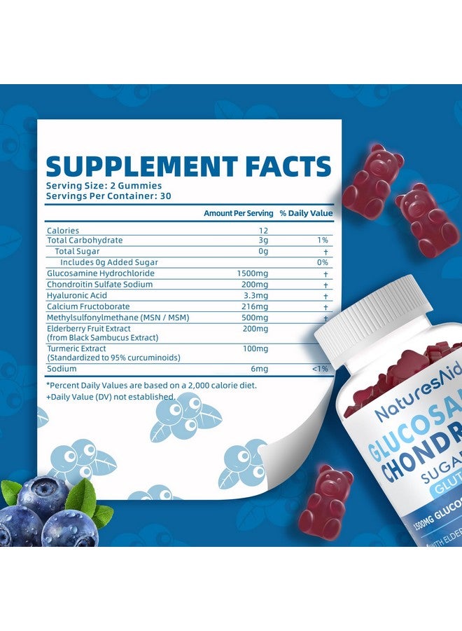 Natures Aid Glucosamine Chondroitin Gummies with MSM & Elderberry Extra Strength - Joint Support, Antioxidant Immune Support Supplement for Adults, Men & Women.(2 Pack) - Image 2