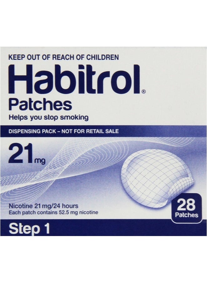 Habitrol Nicotine Transdermal System Patches – 28 Count – Step 1 – 21mg – Stop Smoking Aid – Reduces Cravings & Withdrawal – Nicotine Patch for Smoking Cessation – Quit Smoking Support - Image 1