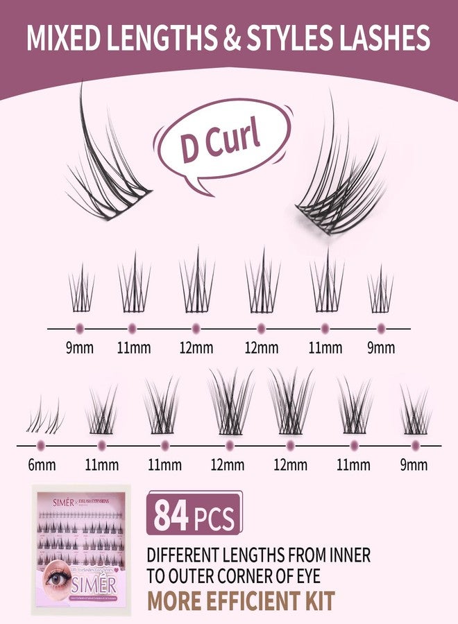 SIMER Lash Clusters D Curl 9-12mm Mixed DIY Eyelash Extensions 84PCS Cluster Lashes Individual Eyelash Bottom Lashes Wispy Natural Lash Extensions DIY at Home - Image 4