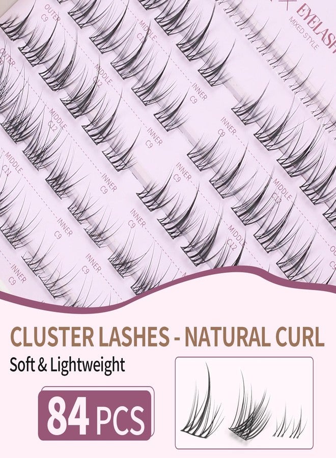 SIMER Lash Clusters D Curl 9-12mm Mixed DIY Eyelash Extensions 84PCS Cluster Lashes Individual Eyelash Bottom Lashes Wispy Natural Lash Extensions DIY at Home - Image 2