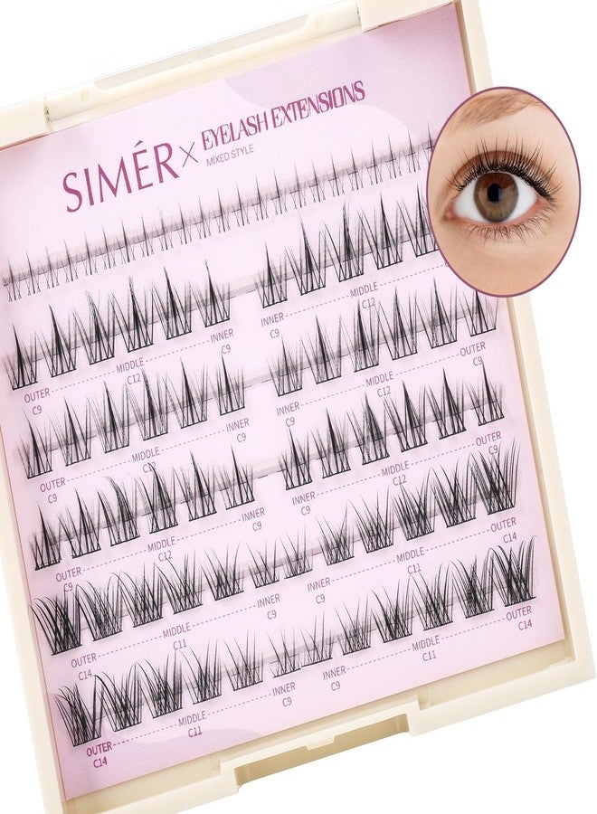 SIMER Lash Clusters D Curl 9-12mm Mixed DIY Eyelash Extensions 84PCS Cluster Lashes Individual Eyelash Bottom Lashes Wispy Natural Lash Extensions DIY at Home - Image 1