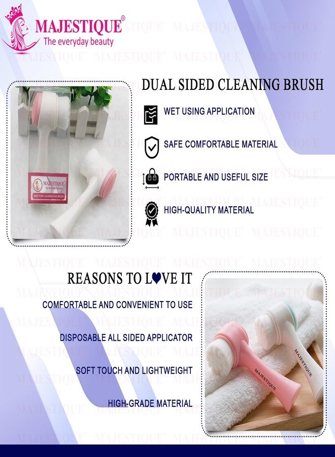 Majestique Face Exfoliator Brush With Blender Beauty Makeup Sponge, Deep Pore Cleaning Facial Wash Massage Soft Silicon Face Brush Scrubber Fiber Double Sided Face Cleanser Brush - (Pack for 2/Multicolor) - Image 3