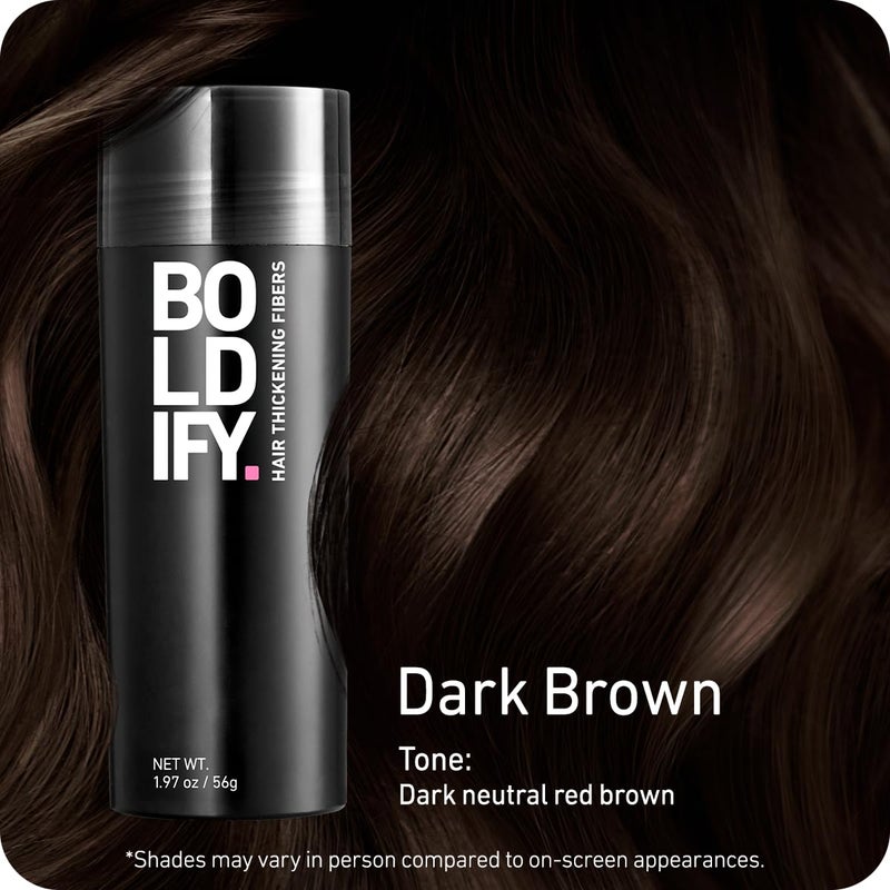 BOLDIFY Hair Fibers (56g) - Fill In Thinning and Fine Hair for an Instantly Fuller, Thicker Look - 14 Shades for Women & Men - Dark Brown - Image 2