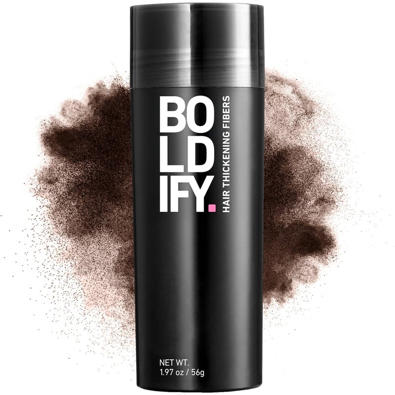 BOLDIFY Hair Fibers (56g) - Fill In Thinning and Fine Hair for an Instantly Fuller, Thicker Look - 14 Shades for Women & Men - Dark Brown - Image 1