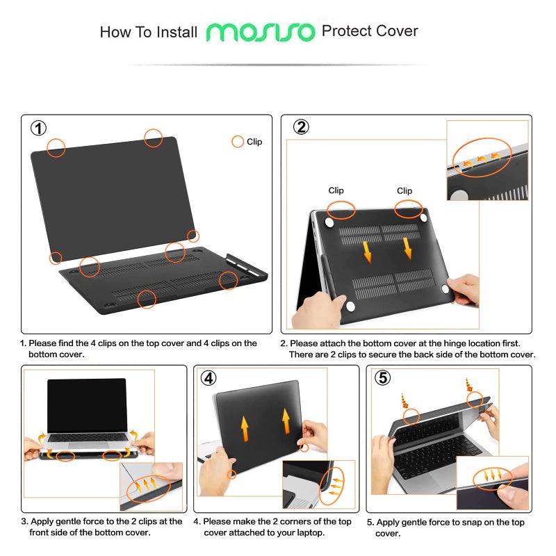 MOSISO Compatible with MacBook Pro 14 inch Case 2025 2024 2023 2022 2021 M4 M3 M2 M1 A3112 A3185 A3401 A2918 A2992 A2779 A2442, Plastic Hard Shell&Keyboard Cover&Screen Film&Pouch, Crystal Black - Image 3