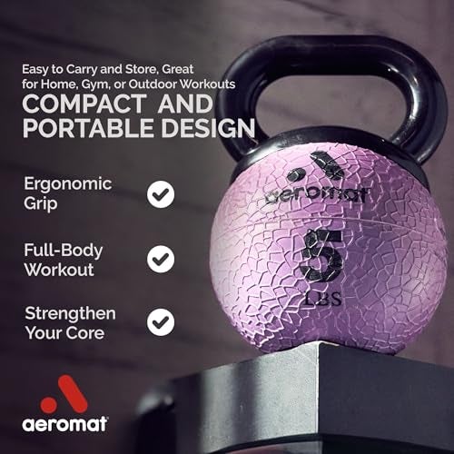 Aeromat Elite Mini Kettlebell Medicine Ball - 4 lb Kettlebell Weight Balls for Exercise, 6" dia Weighted Exercise Ball, Strength Training Kettlebells, Kettlebell Workout Squat Weights, Orange - Image 3