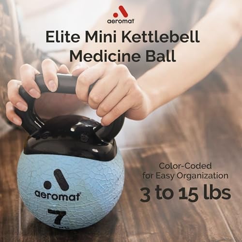 Aeromat Elite Mini Kettlebell Medicine Ball - 4 lb Kettlebell Weight Balls for Exercise, 6" dia Weighted Exercise Ball, Strength Training Kettlebells, Kettlebell Workout Squat Weights, Orange - Image 4