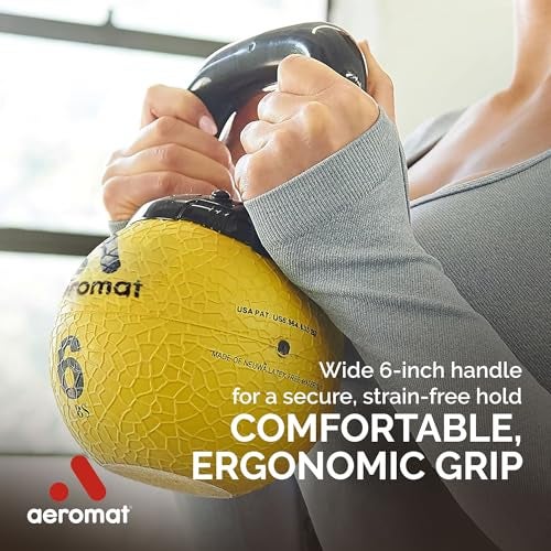 Aeromat Elite Mini Kettlebell Medicine Ball - 4 lb Kettlebell Weight Balls for Exercise, 6" dia Weighted Exercise Ball, Strength Training Kettlebells, Kettlebell Workout Squat Weights, Orange - Image 2