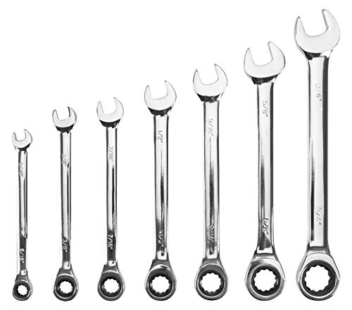 Performance Tool W1171 7-Piece SAE Ratcheting Wrench Set - 72 Tooth Gear System, CR-V Construction - Image 2