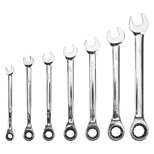 Performance Tool W1171 7-Piece SAE Ratcheting Wrench Set - 72 Tooth Gear System, CR-V Construction - Image 5