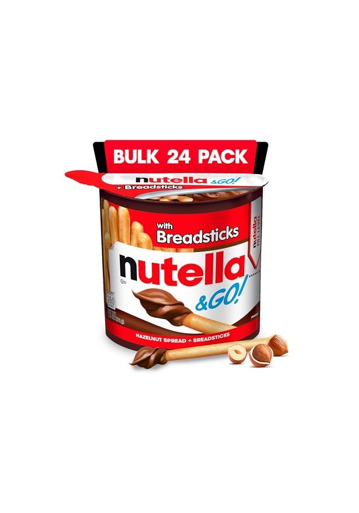Nutella  GO Chocolate Hazelnut Spread with Cocoa  Breadsticks 24 Bulk Snack Packs 18 oz Each - Image 1