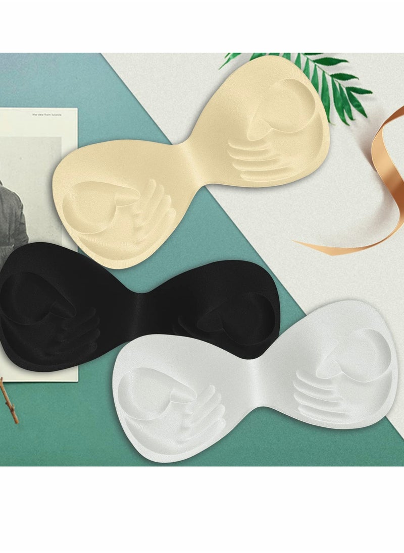 Generic - 6 Pieces Bra Pads, Insert Cup Replacement, One Piece Massage Granule Breast Foam Palm Rest Pads for Bikini Tops Swimwear Sports Underwear Spacers(Beige, Black, White) - Image 1