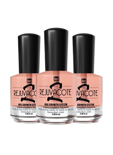 Rejuvacote 2 Nail Growth System Sensitive Formula - Nail Hardener and Strengthener for Brittle, Breaking, Splitting Nail Repair - Pack of 3
