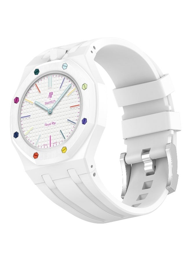 سوار ساعة سيليكون متوافق مع ساعة AP x Swatch Royal Pop – سوار معصم بديل مقاوم للماء، ناعم وقابل للتحويل، مصمم ليتوافق مع التاج عند موضع الساعة الثانية عشرة (12 O'Clock) - Image 1