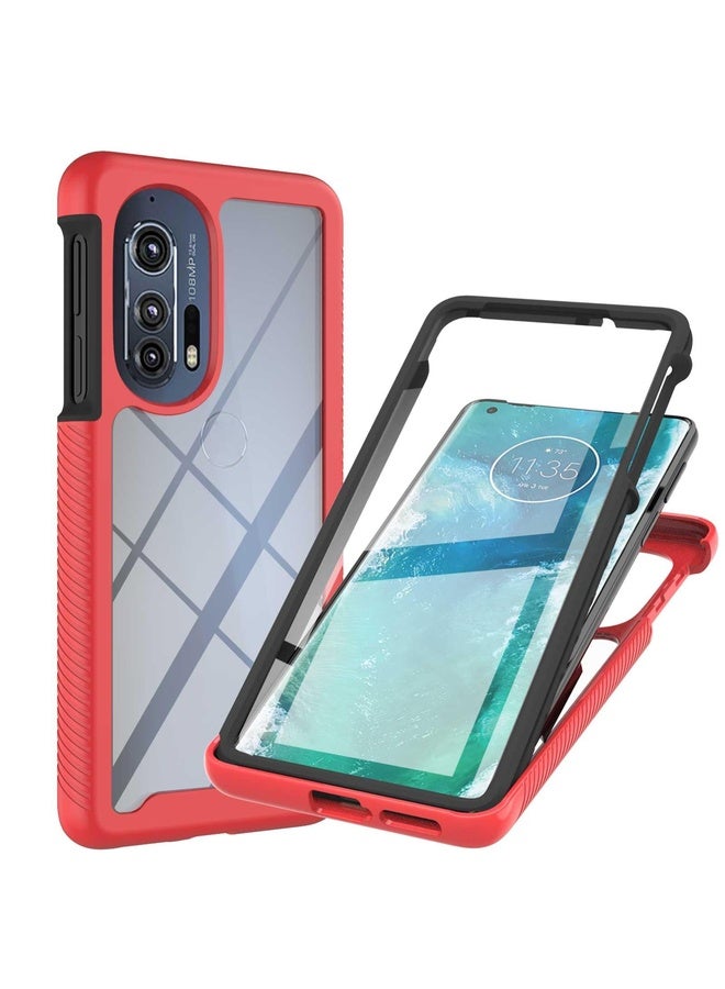 HuHa Case Cover For Motorola Edge+ 2022 Starry Sky Solid Color Series PC + TPU Phone Case with PET Film(Red) - Image 1