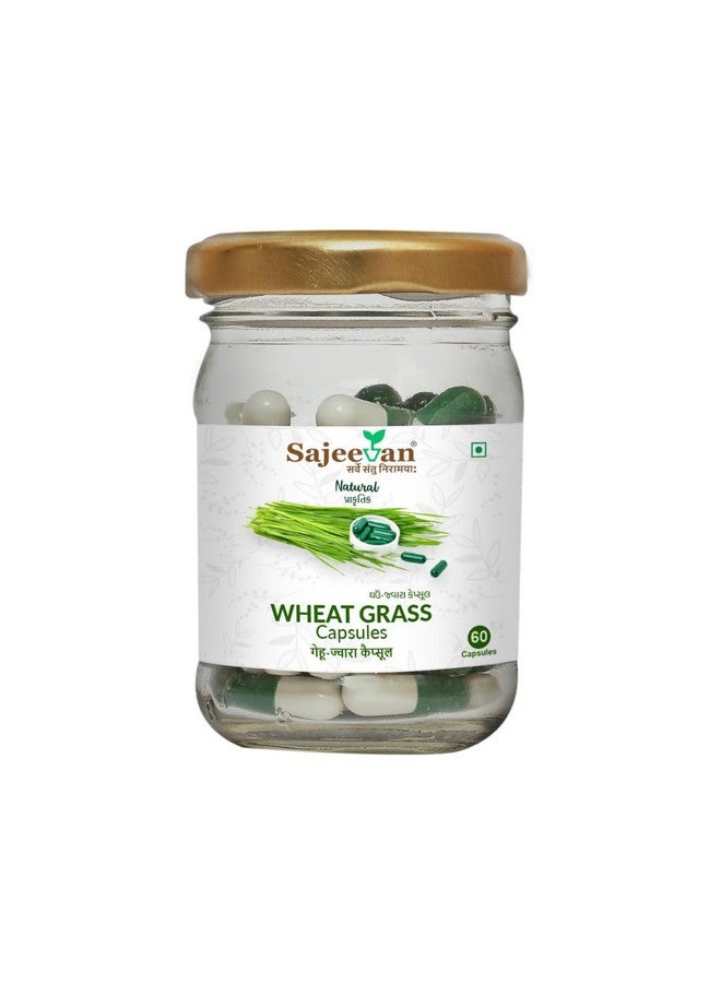 Sajeevan Sajeevan Wheat Grass Capsules - Natural Detox & Green Superfood Supplement for Energy, Immunity, and Vitality - 400mg (60 Capsules)  - Image 1