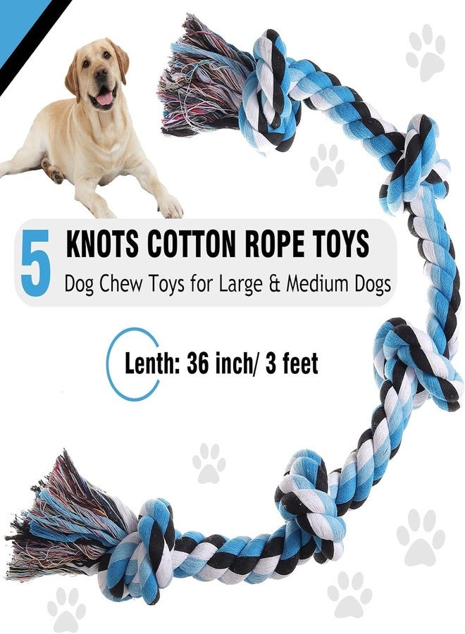 PETZLUV Dog Rope Toys – Heavy Duty 5 Knot Cotton Rope & Rope Ball for Aggressive Chewers, Tug of War & Chew Toy for Large Breed Dogs - Image 2