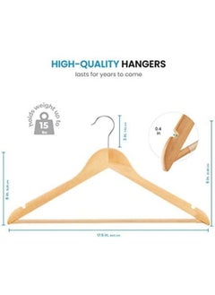 ZOBER High-Grade Wooden Hangers (30 Pack) - Premium Smooth Finish, Durable Coat Hanger / Clothes Hangers, 360° Hook & Dress Notches Natural Wood, Luxury Suit with Non Slip Trouser Bar  - Image 3