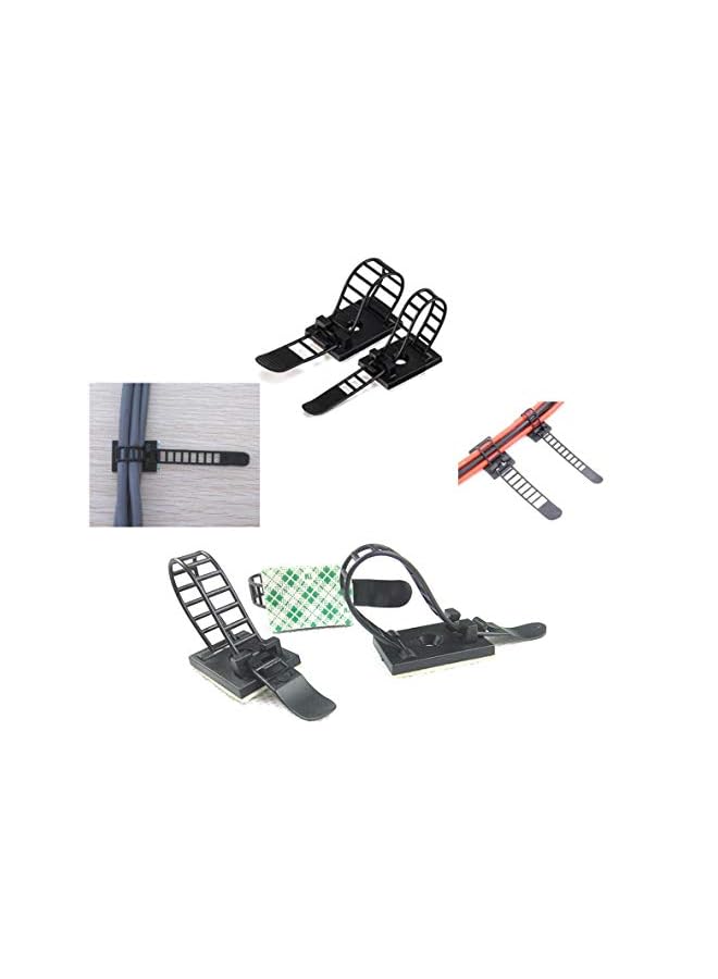 PROMASS Adhesive Cable Clips Adhesive Cable Ties Adjustable Nylon Cable Zip Ties with extra screws for office and home (small) - Image 2