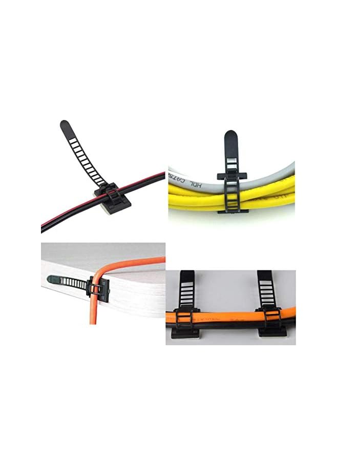 PROMASS Adhesive Cable Clips Adhesive Cable Ties Adjustable Nylon Cable Zip Ties with extra screws for office and home (small) - Image 3