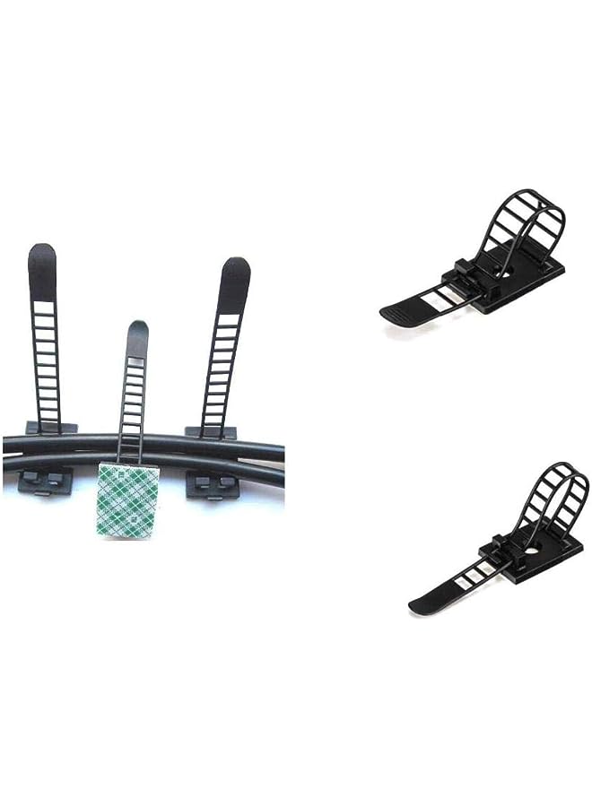 PROMASS Adhesive Cable Clips Adhesive Cable Ties Adjustable Nylon Cable Zip Ties with extra screws for office and home (small) - Image 1