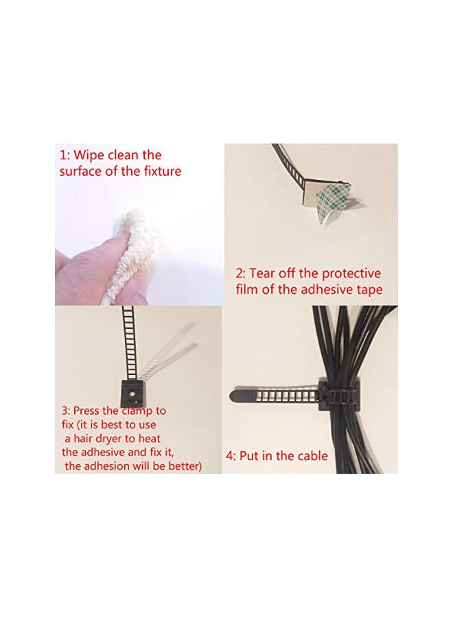 PROMASS Adhesive Cable Clips Adhesive Cable Ties Adjustable Nylon Cable Zip Ties with extra screws for office and home (small) - Image 5